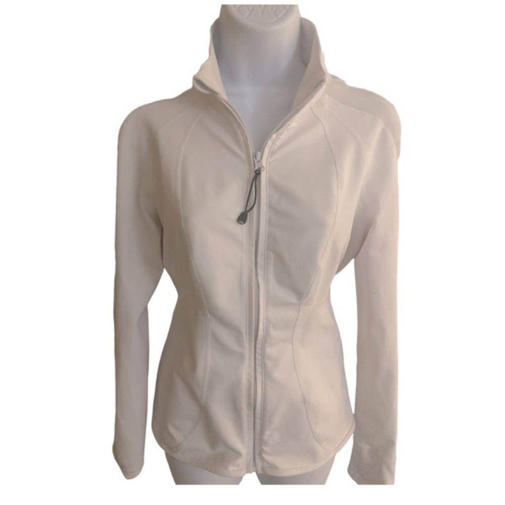 Zella Zip Jacket - M white , polyester spandex